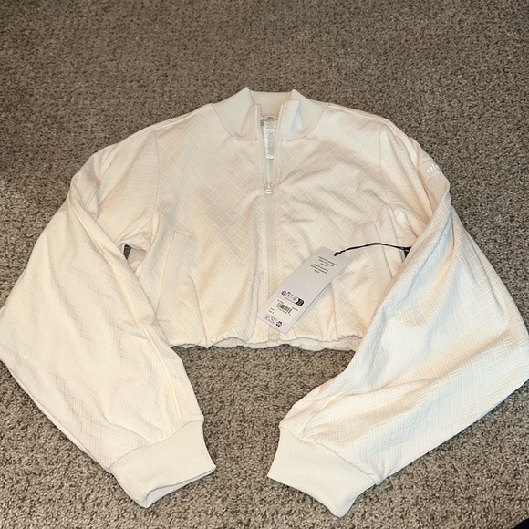 New alo with tags Cropped Doubles Only Full Zip Jacket ivory size small - Picture 2 of 6